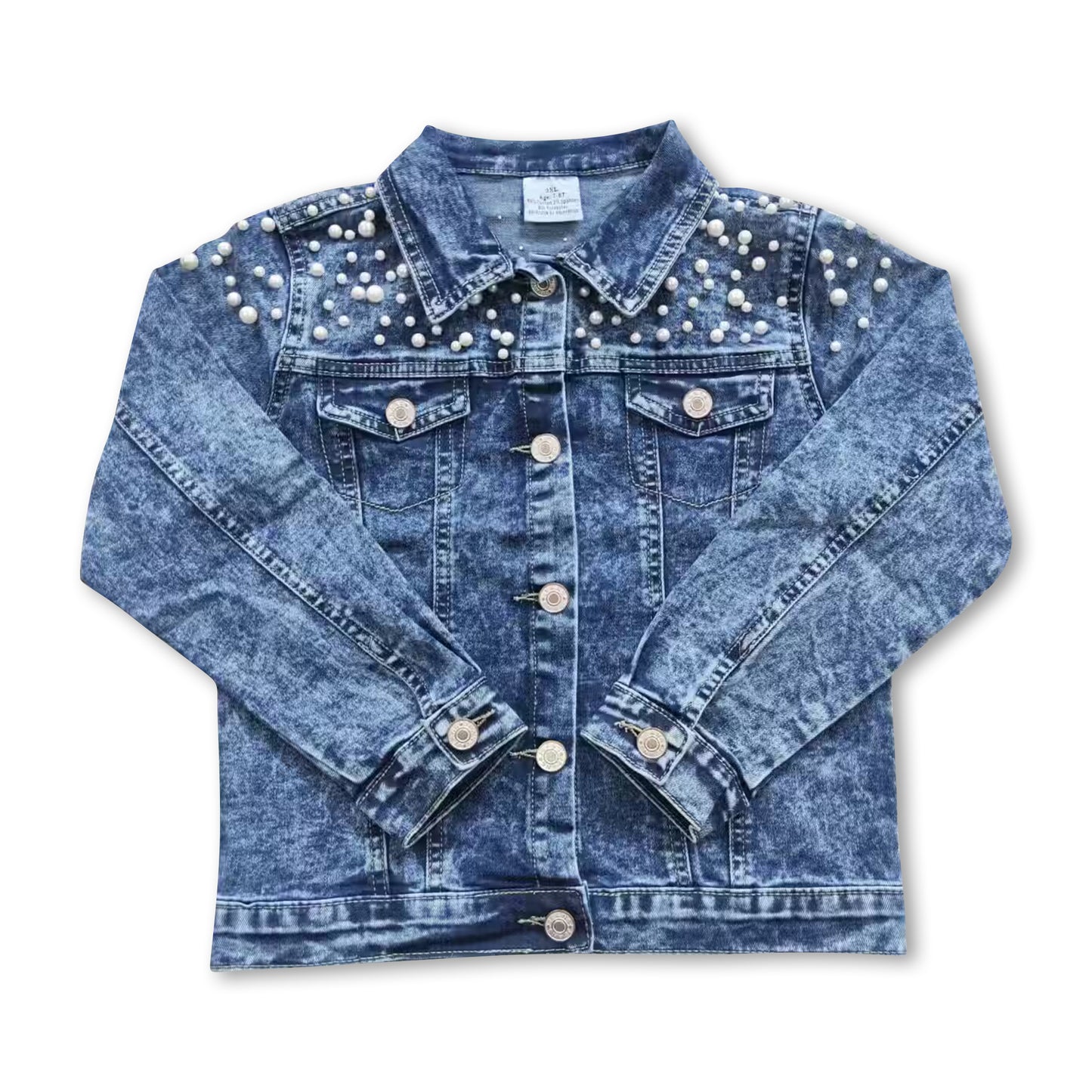 Pearl blue denim baby girls jackets