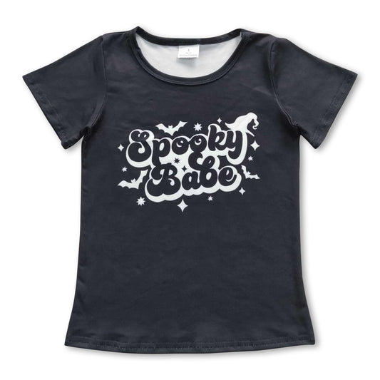 Spooky babe black short sleeves kids Halloween shirt