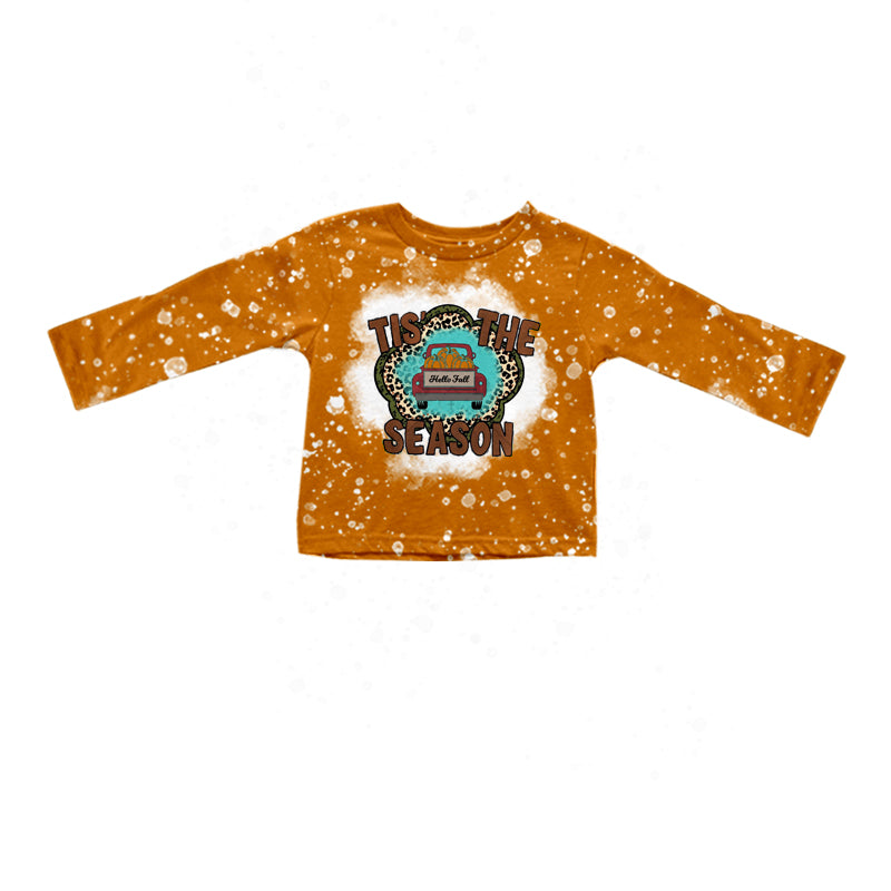 Tis' the season hello fall orange baby girls shirt