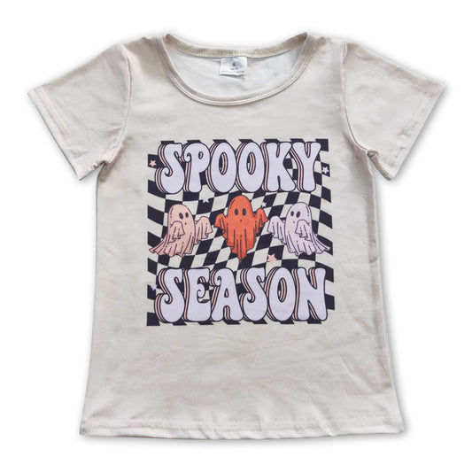 Spooky season ghost plaid baby kids Halloween shirt