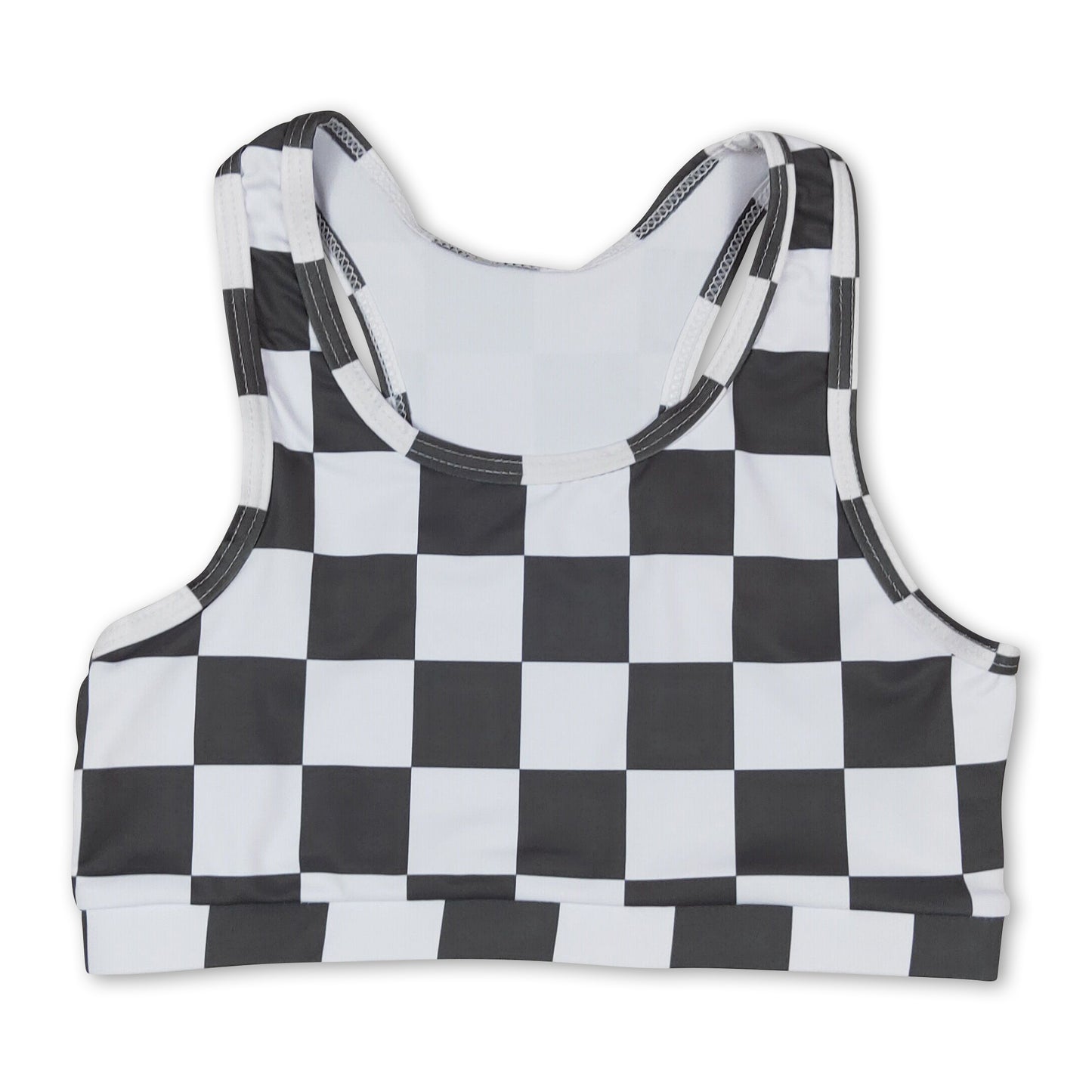 Sleeveless black plaid baby girls shirt