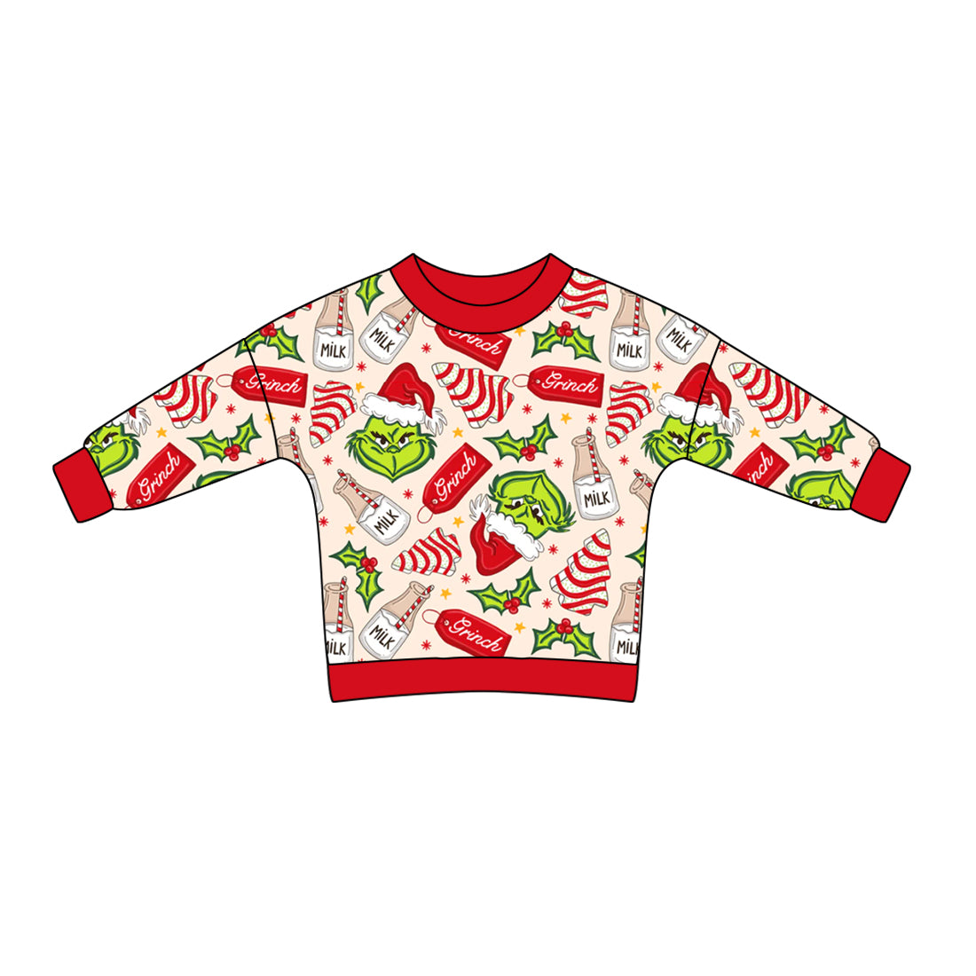 Milk Christmas tree cake green face girls shirt