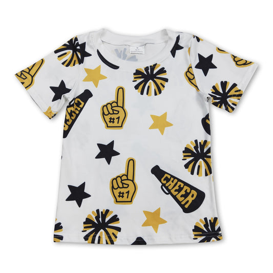 Short sleeves cheer gold kids girls team shirt