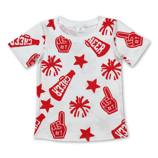 Short sleeves cheer red kids girls team shirt