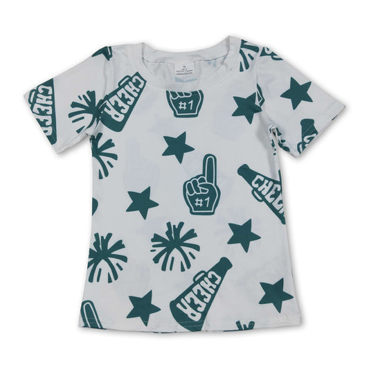 Short sleeves green cheer kids girls team shirt