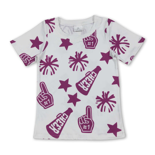 Purple short sleeves cheer kids girls team shirt