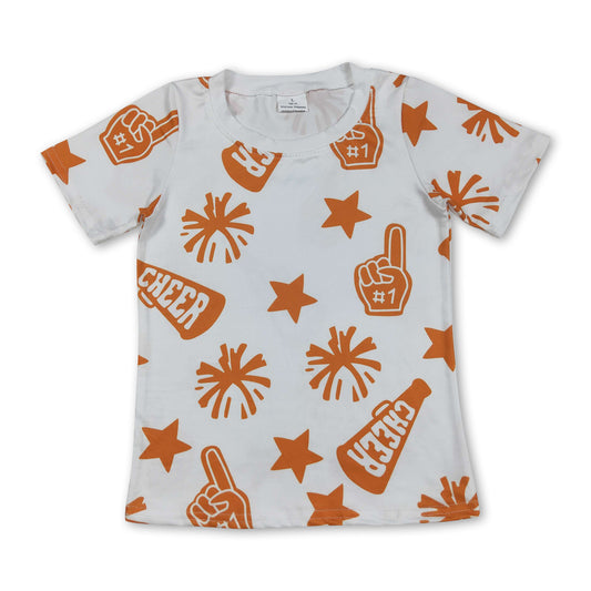 Orange short sleeves kids girls cheer shirt