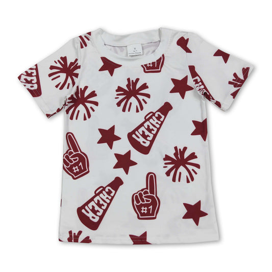 Maroon short sleeves kids girls cheer shirt