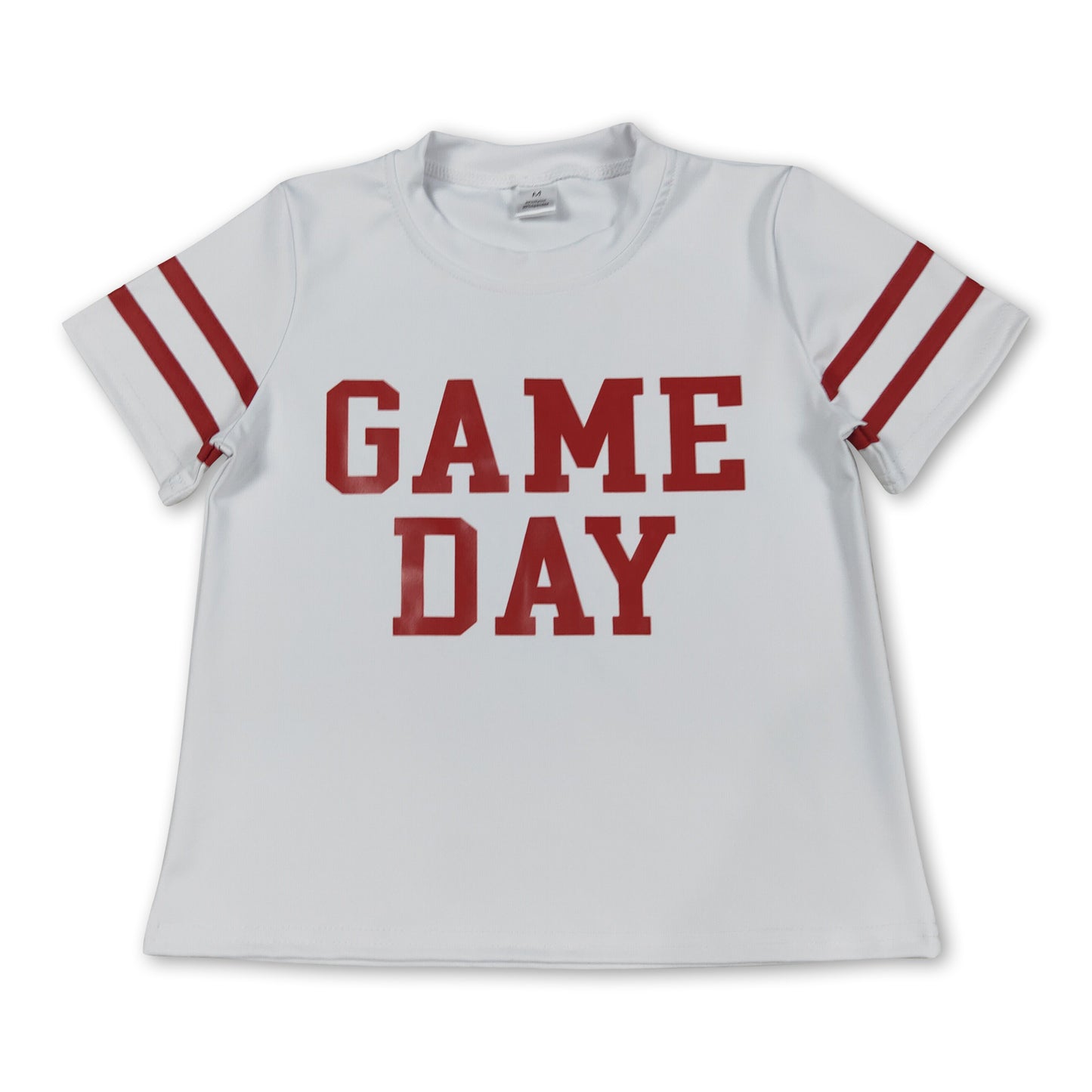 White red short sleeves game day kids girls activewear top
