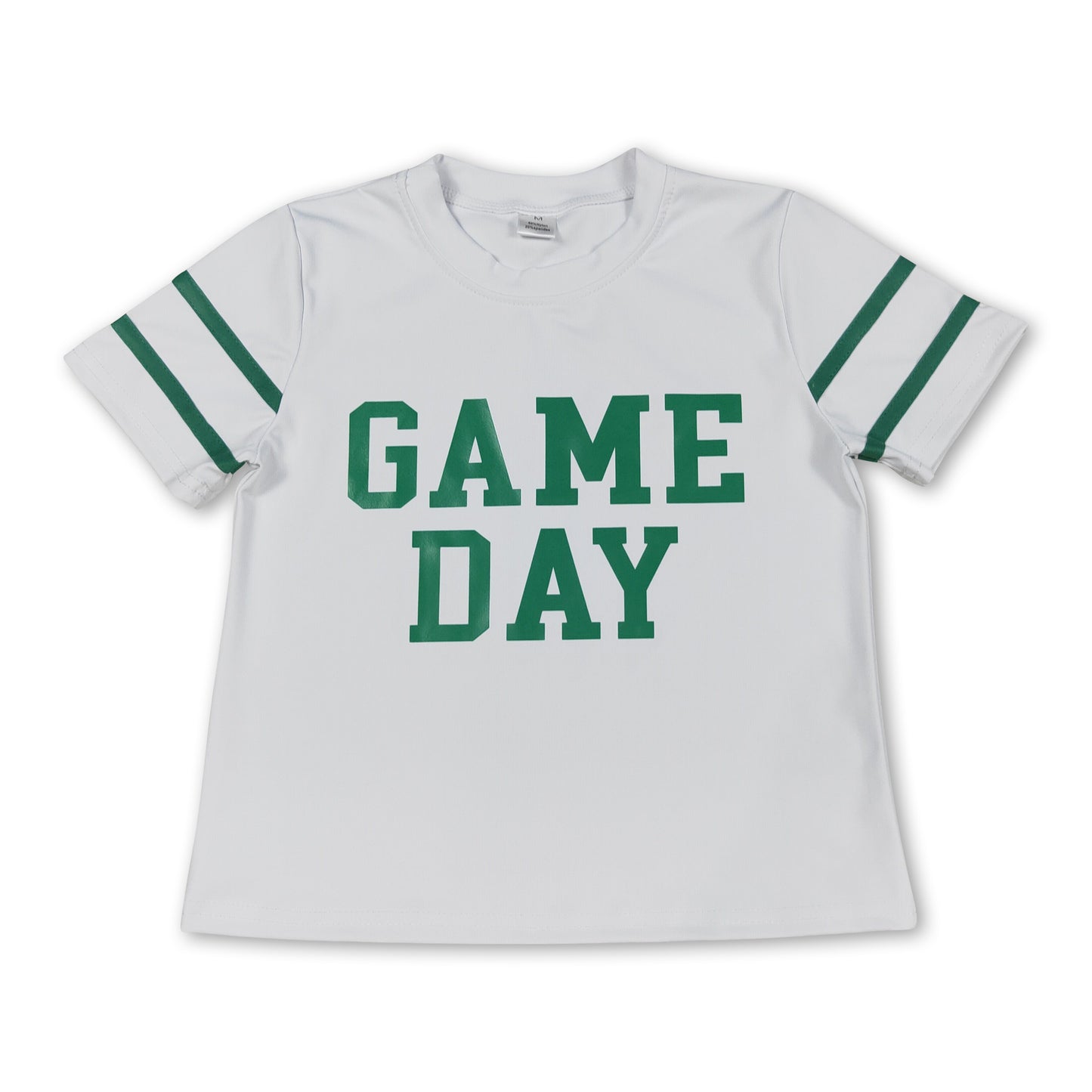 White green short sleeves game day kids girls activewear top