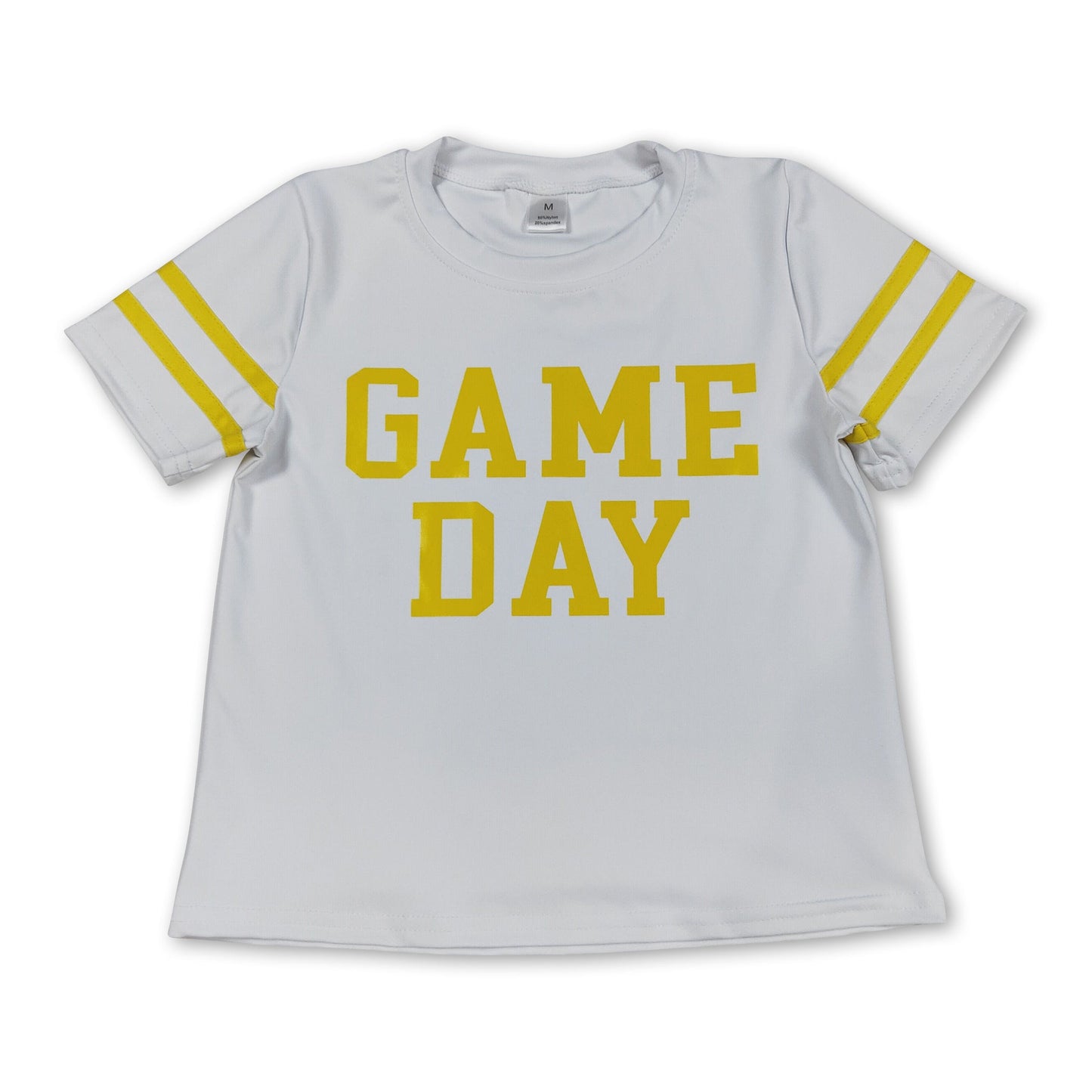 White yellow short sleeves game day kids girls activewear top