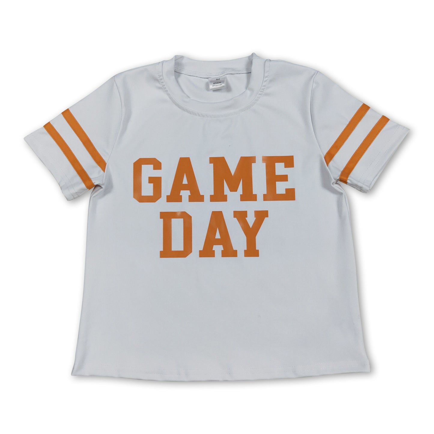 White orange short sleeves game day kids girls activewear top