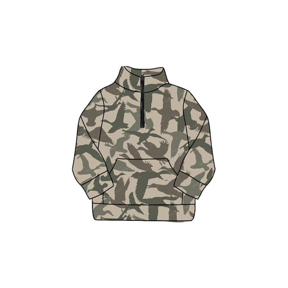 Long sleeves duck hunting kids girls zipper pullover