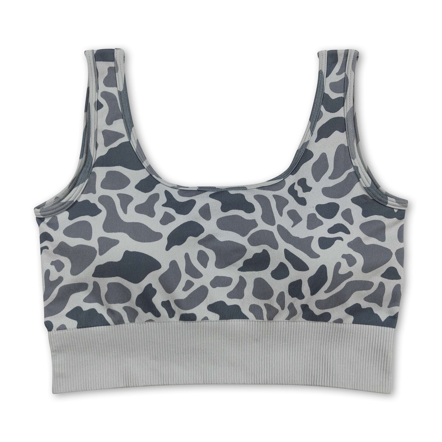Grey camo sleeveless adult women activewear top