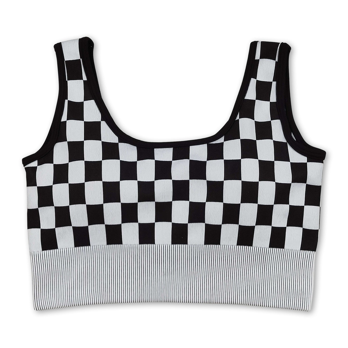 Black plaid sleeveless adult women activewear top