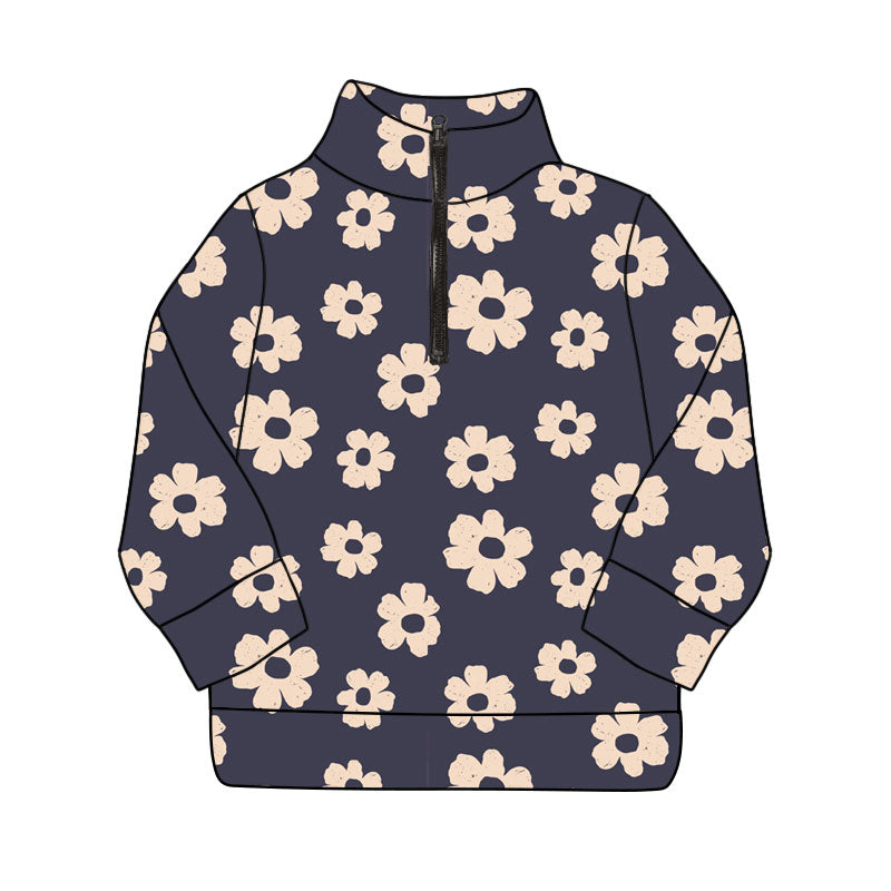 Long sleeves floral adult women zipper hoodie