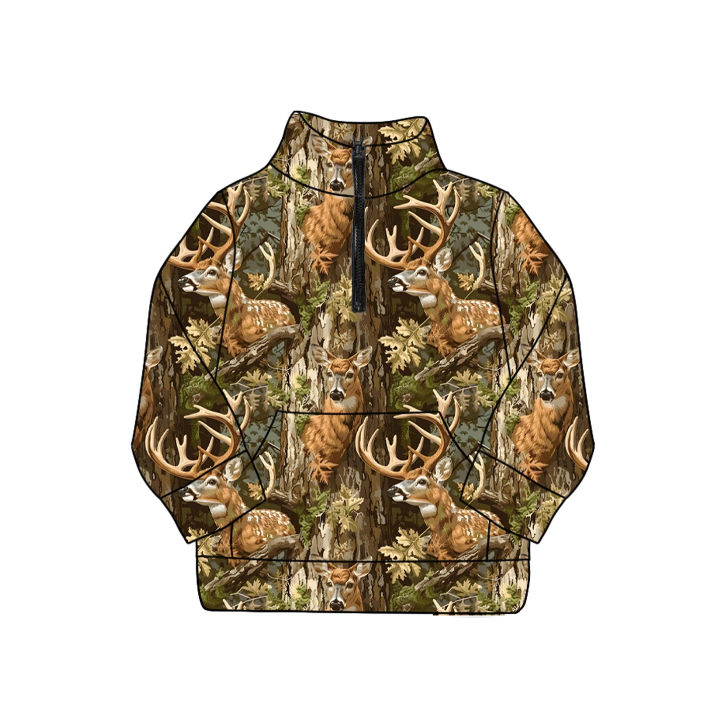Long sleeves deer camo hunting adult women zipper hoodie