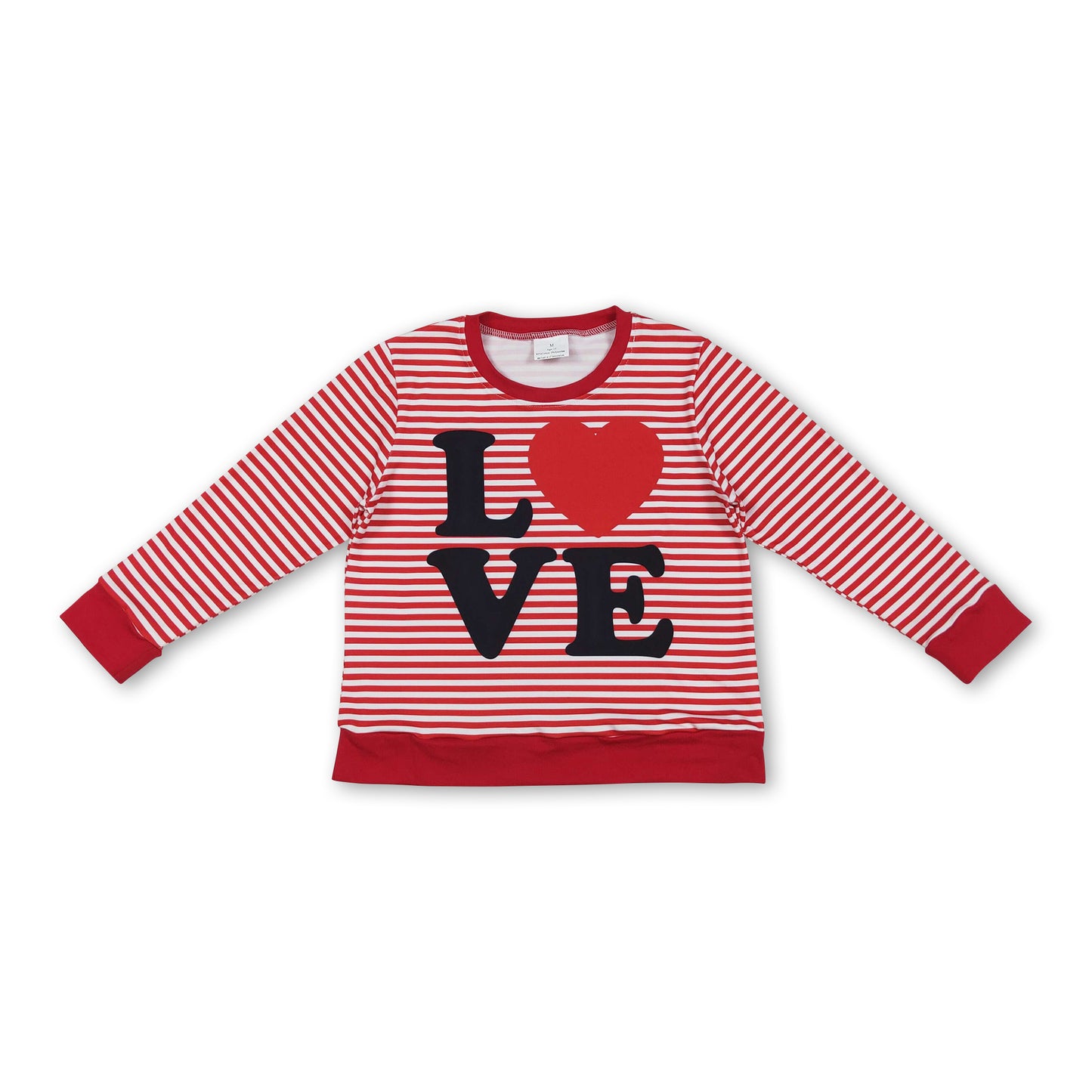 Long sleeves stripe heart love baby kids Valentine's shirt