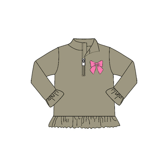pink bows kids girls zipper pullover