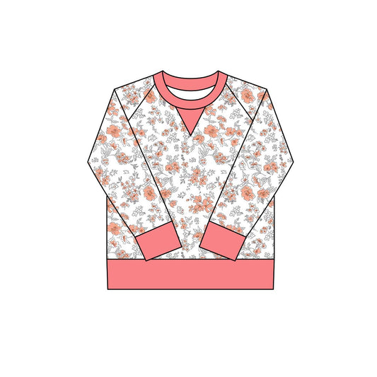 small flowers print yoga girl long sleeve  top