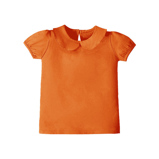 orange solid  print yoga girl top