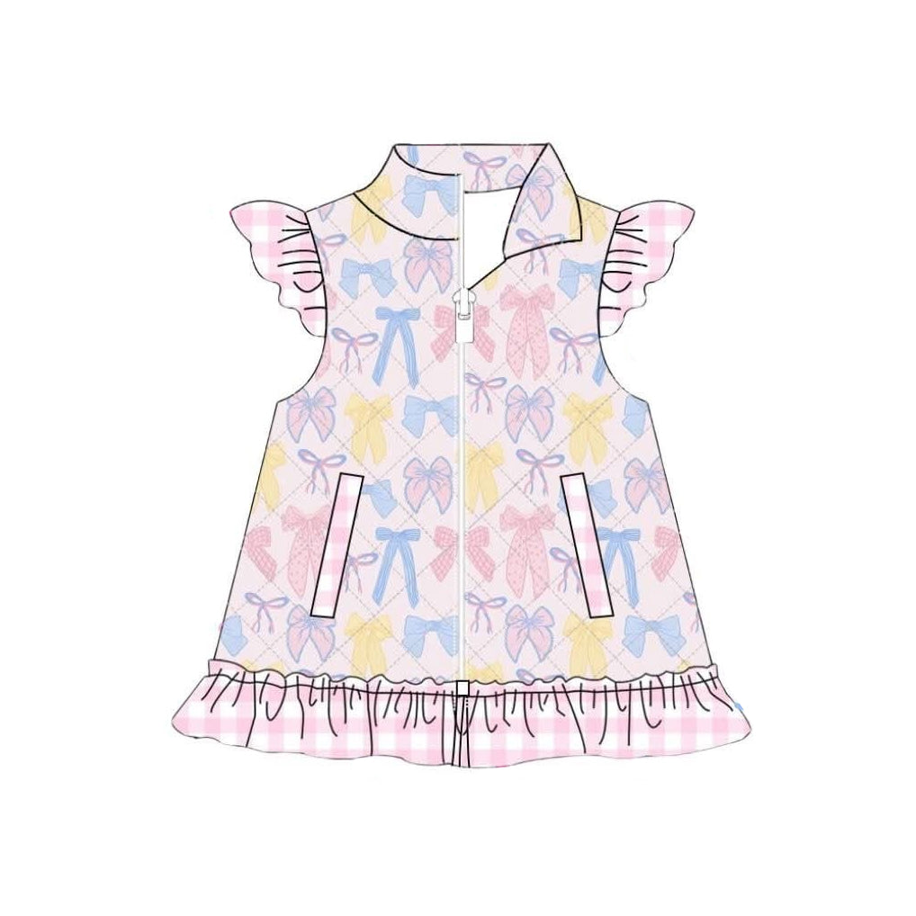colorful bows print yoga girl top