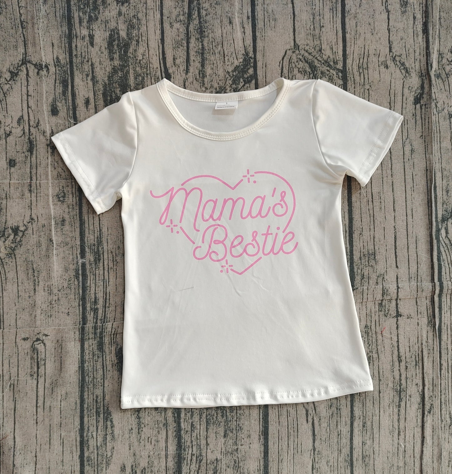 Short sleeves mama's bestie heart kids girls valentine's shirt