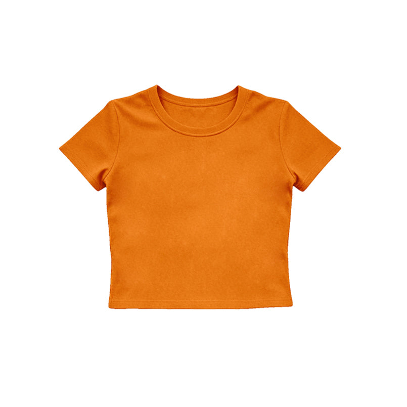 Short sleeves orange kids girls summer yoga active top