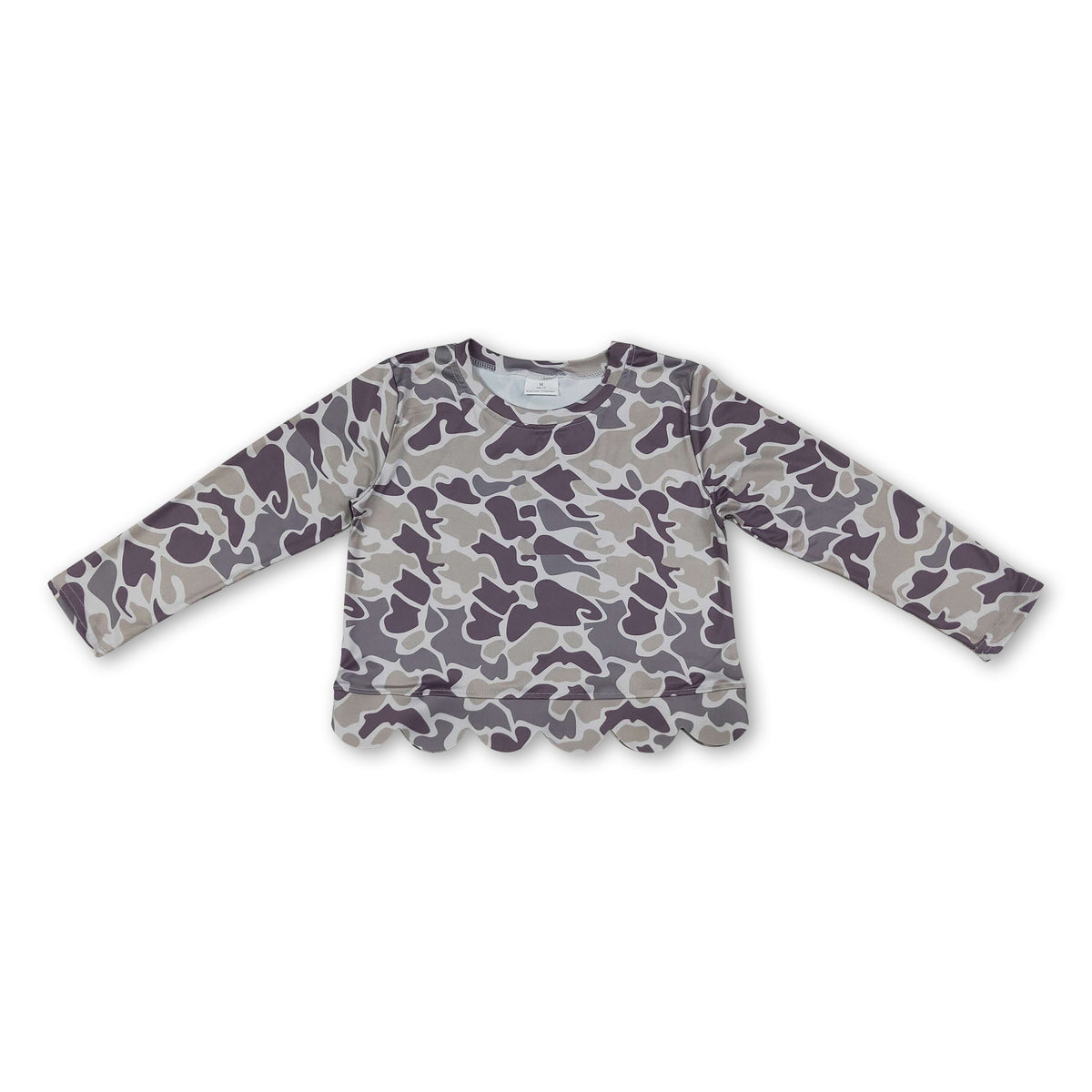 Long sleeves camo scallop kids girls top