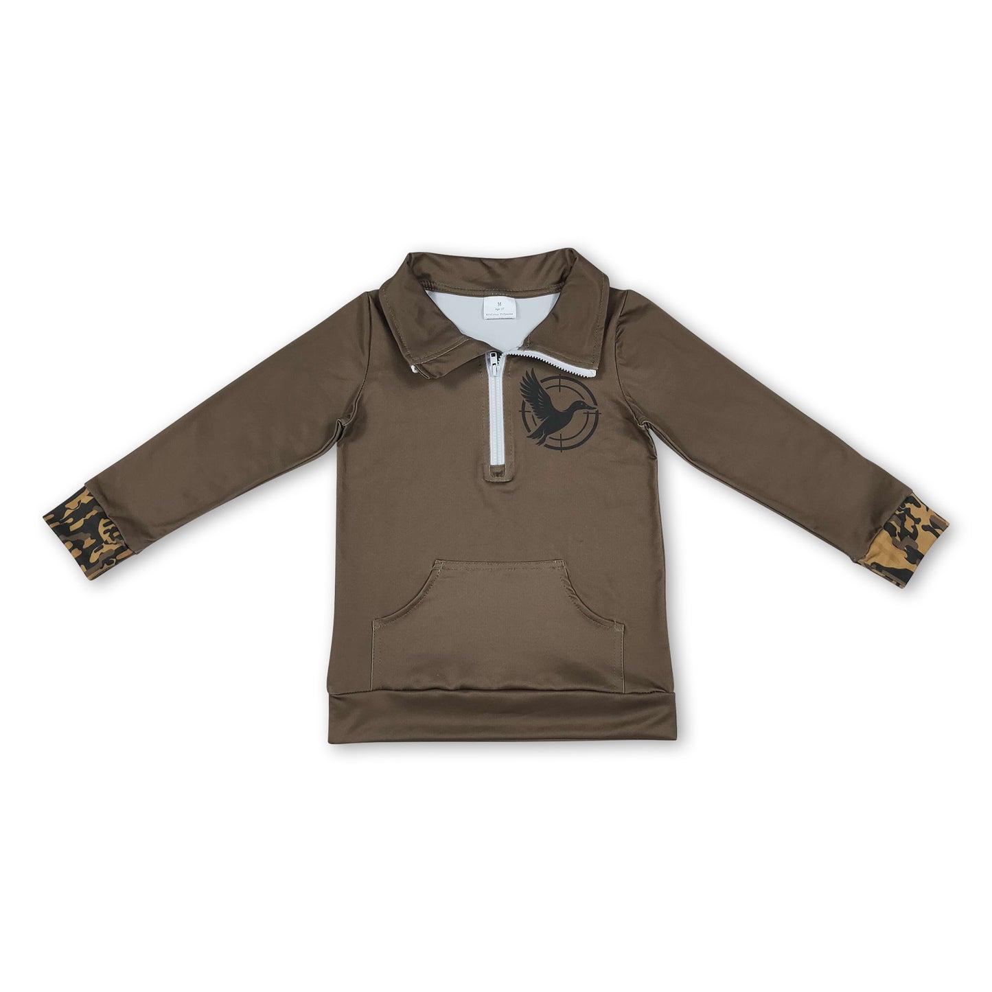 Camo long sleeves duck kids pocket zipper pullover