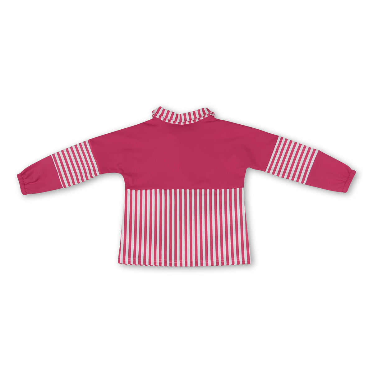 Long sleeves hot pink stripe zipper kids girls yoga pullover