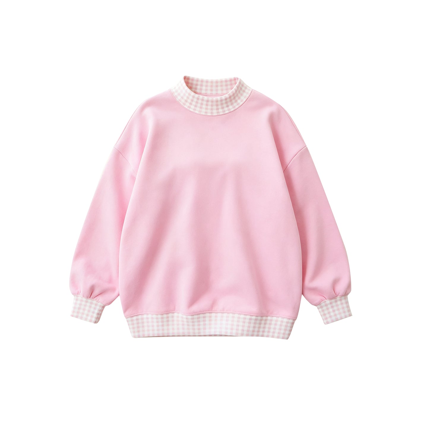 Long sleeves pink plaid adult women sweatshirt