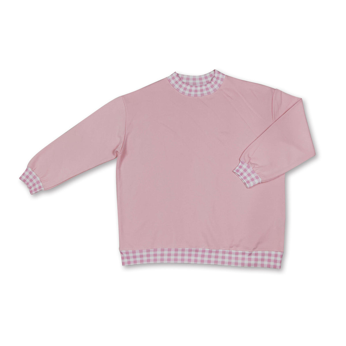 Long sleeves pink plaid adult women sweatshirt
