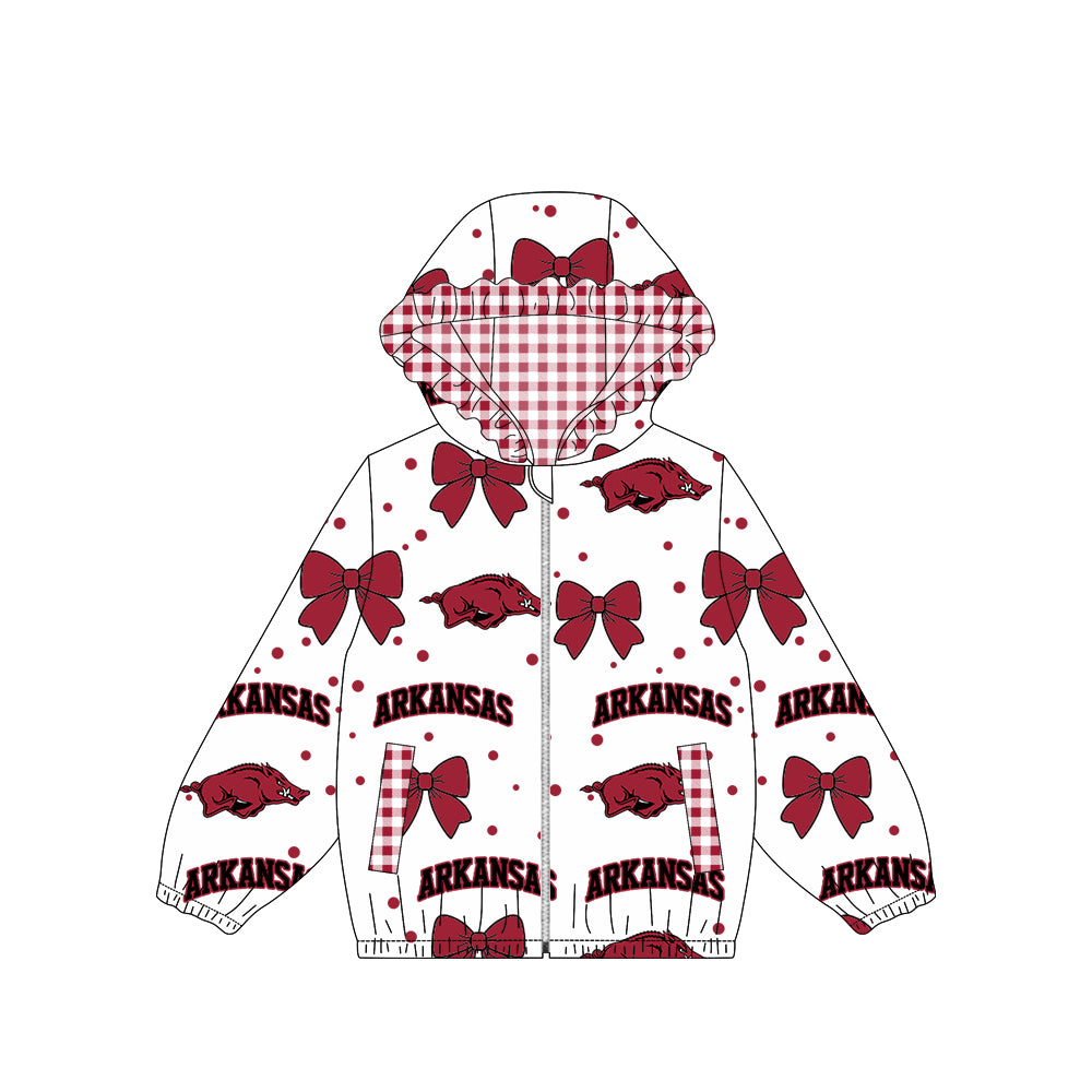 Long sleeves hogs bow plaid kids girls team jacket