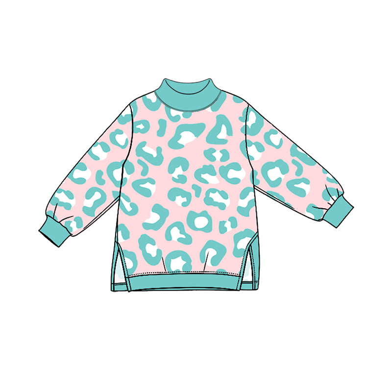 Long sleeves mint mock neck girls active wear tunic