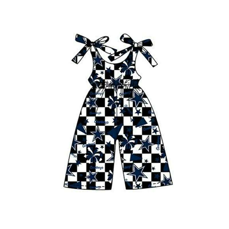 Moq 3 pcs plaid straps cowboy baby girl jumpsuit