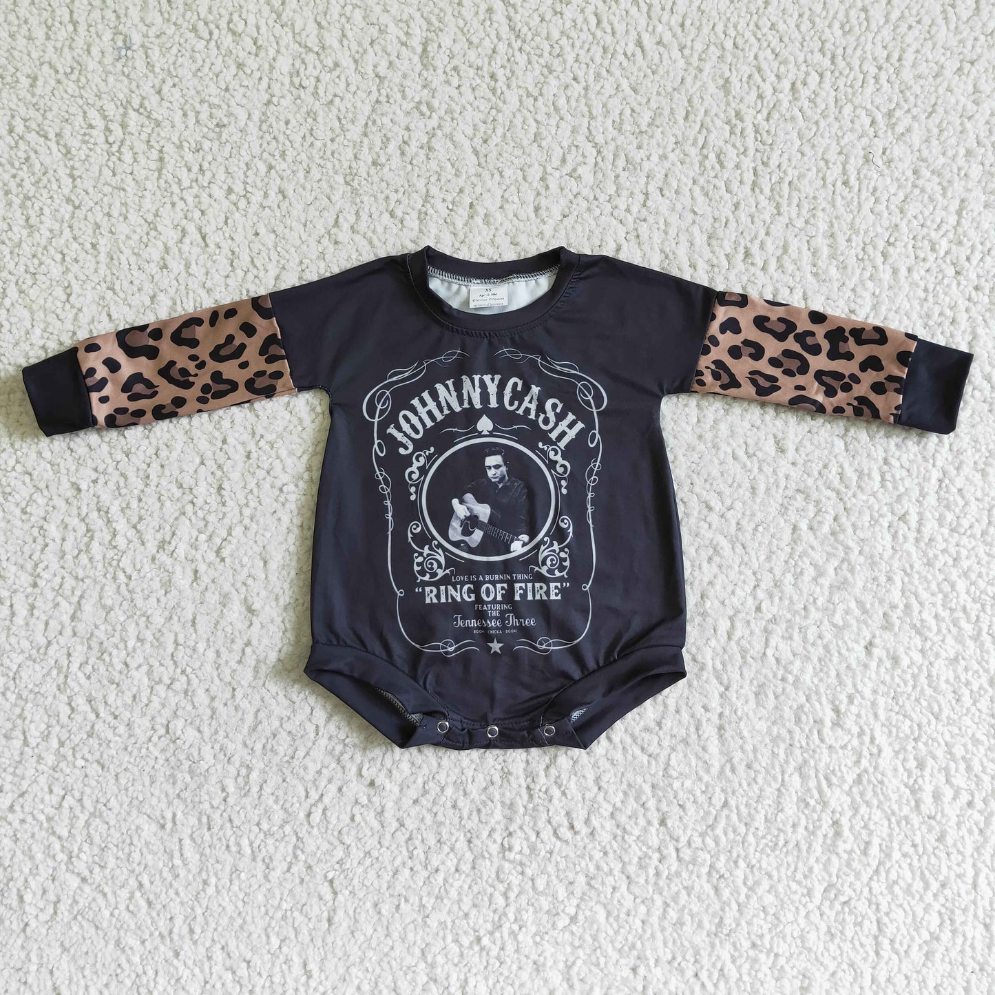 Black leopard long sleeve kids baby singer romper
