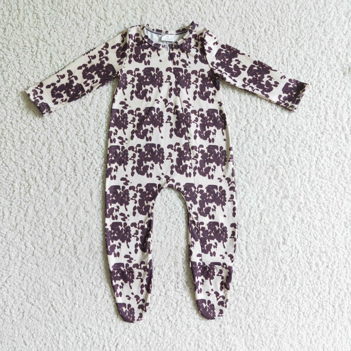 Leopard baby footed zip coverall