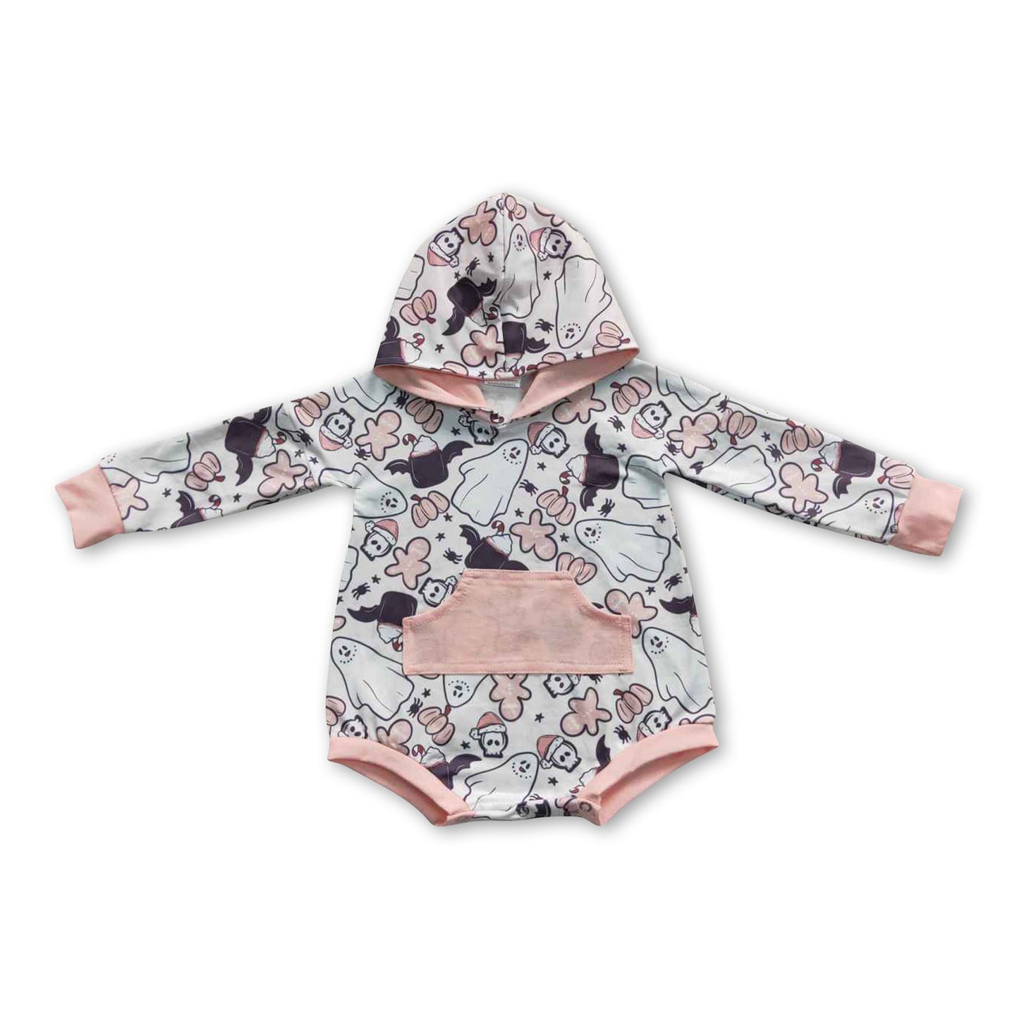 Ghost pumpkin baby kids halloween hooded romper