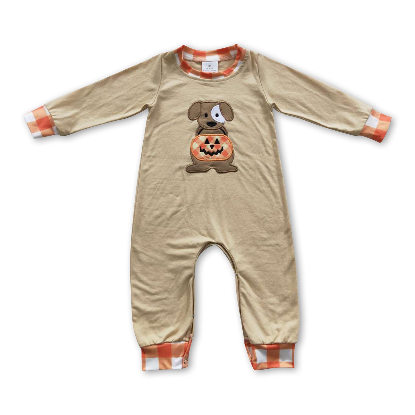 Dog pumpkin baby boy Halloween romper