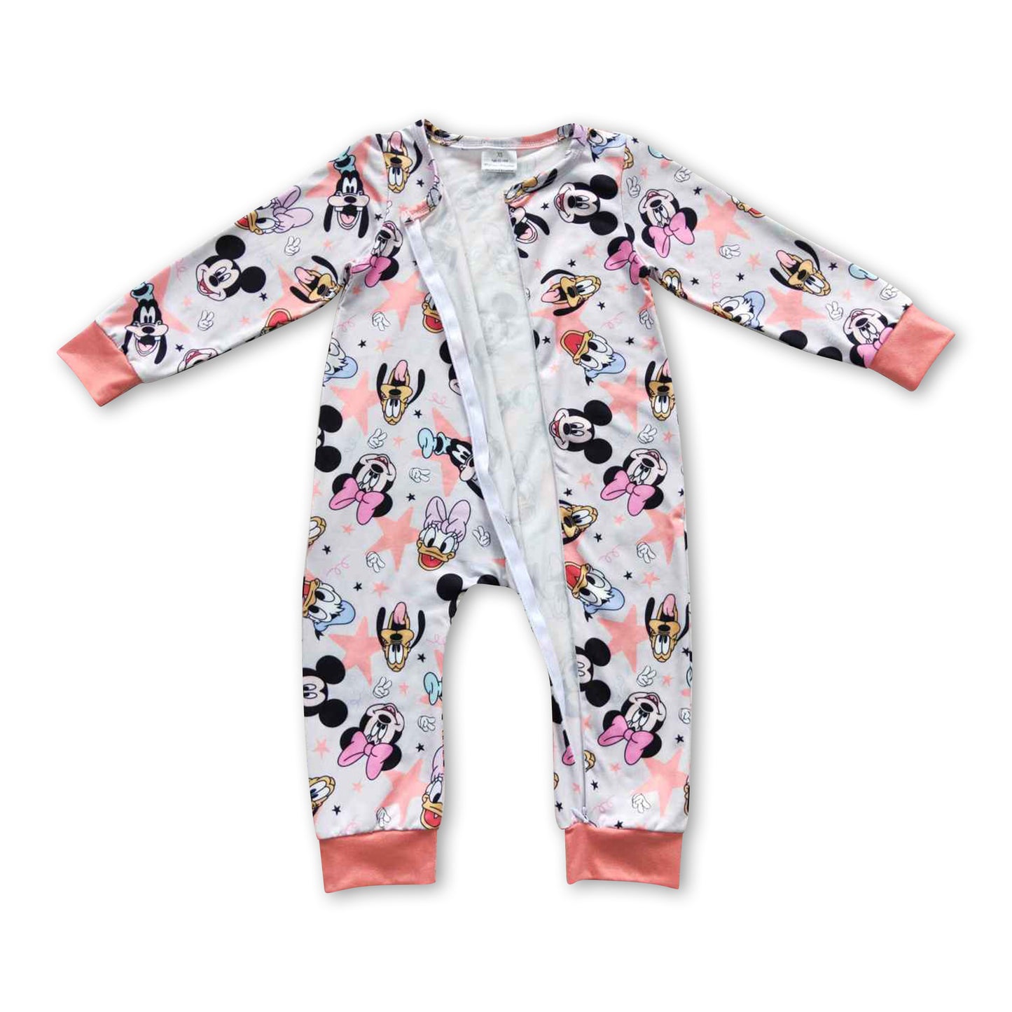 Duck mouse long sleeves zipper baby girls romper