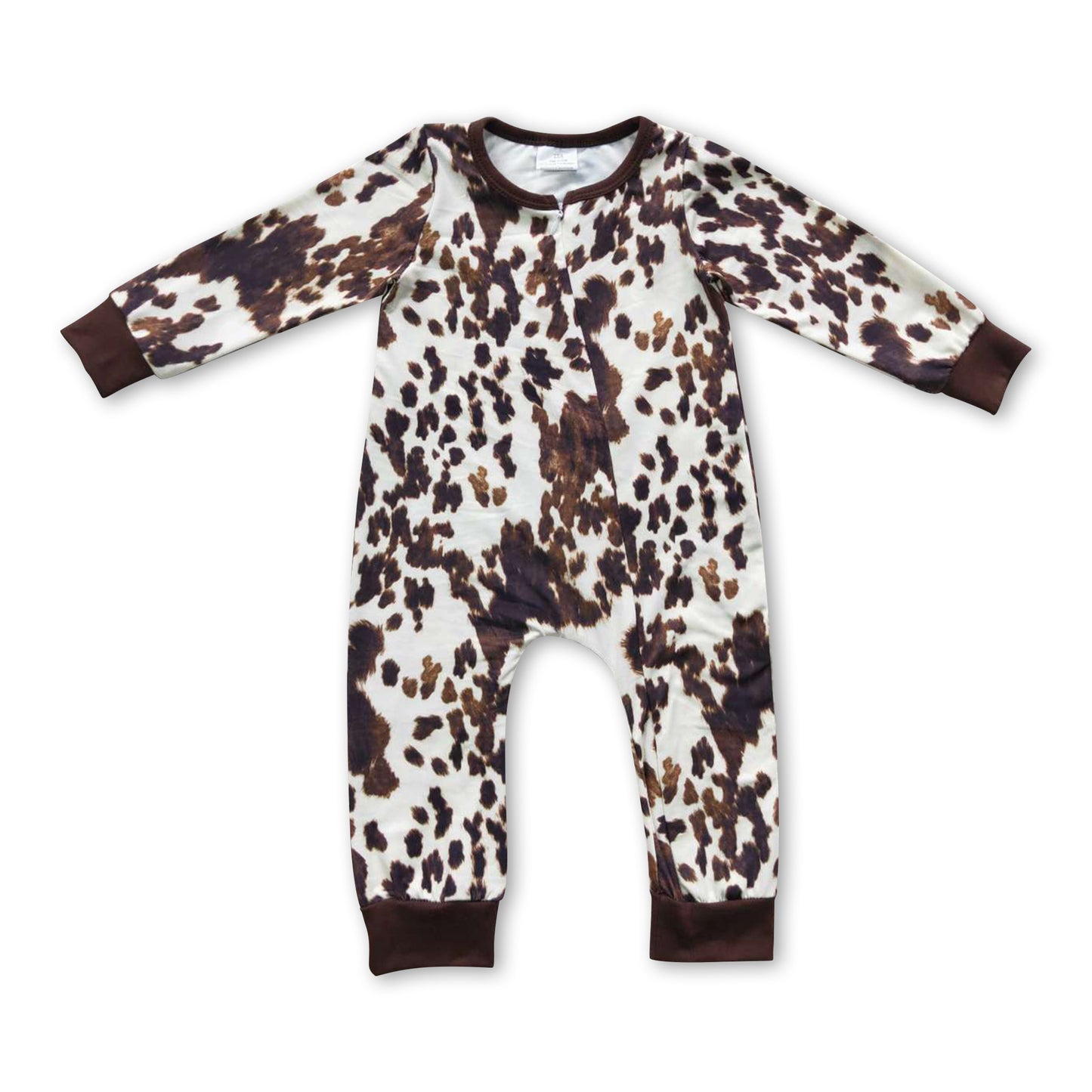 Cow print long sleeves zipper baby kids romper