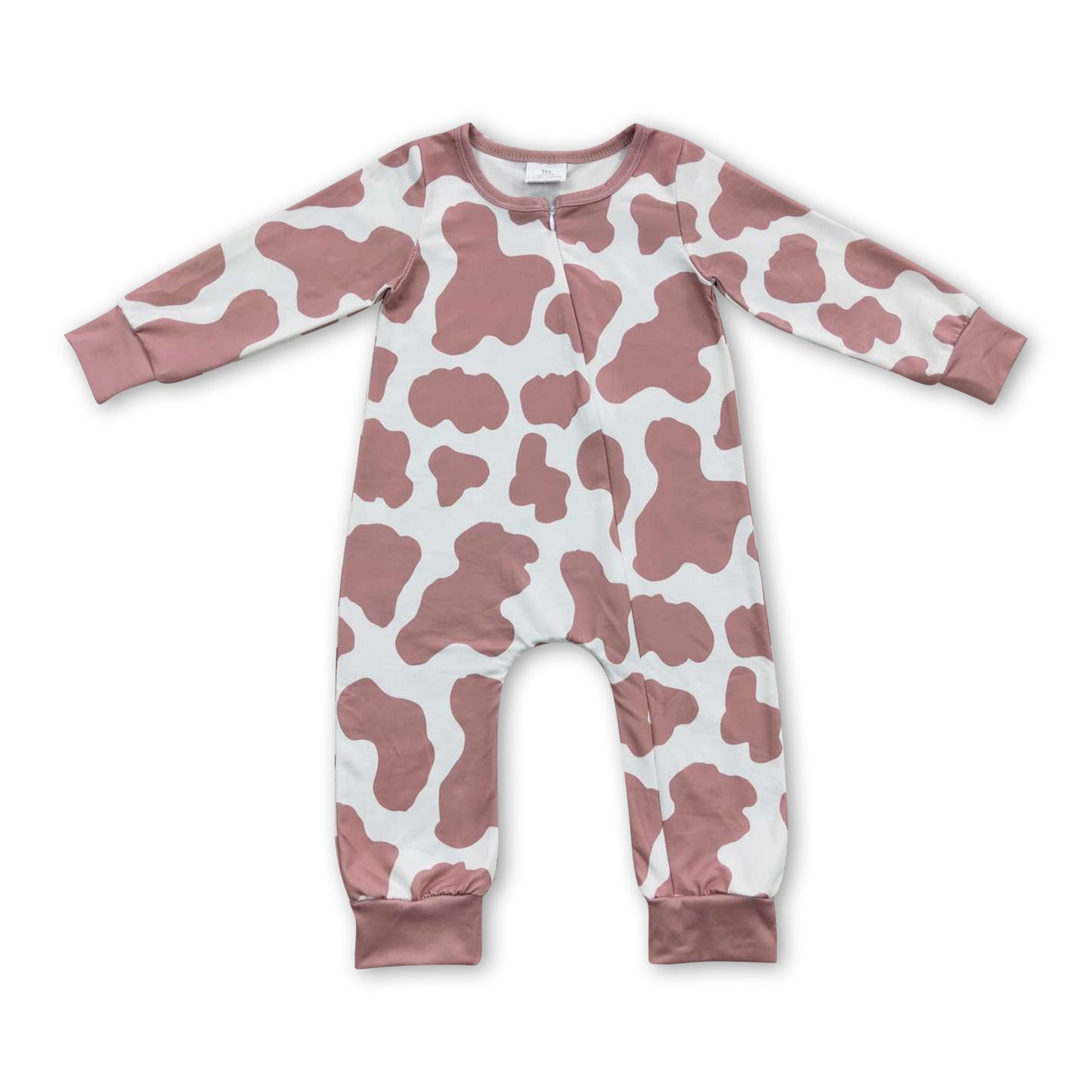 Long sleeves cow print baby kids zipper romper