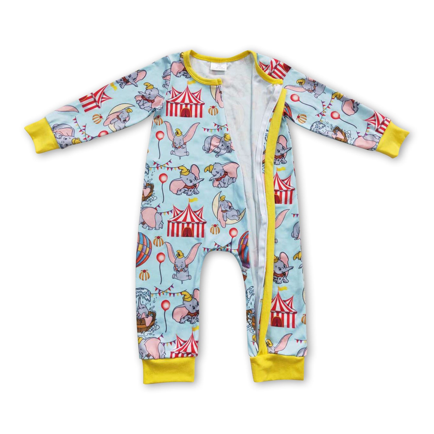 Hot air balloon elephant baby kids zipper romper