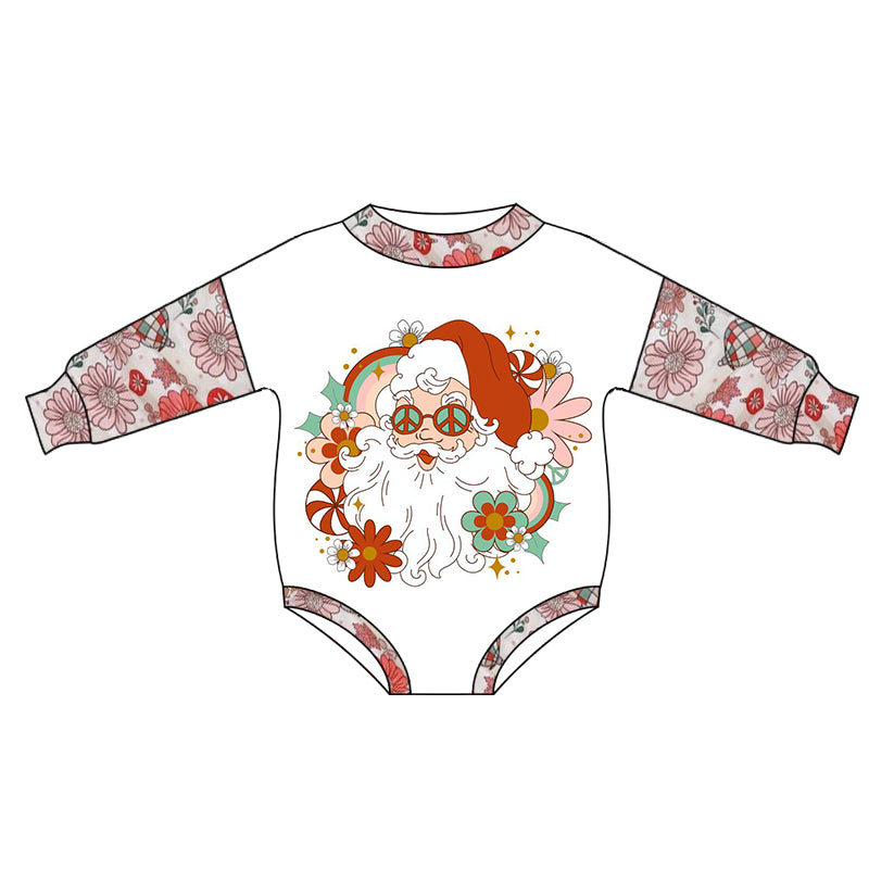 Groovy santa floral baby kids Christmas romper