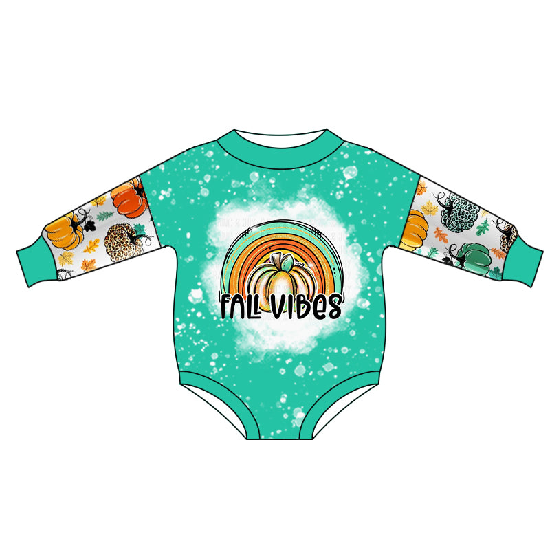 Fall vibes pumpkin baby girls romper