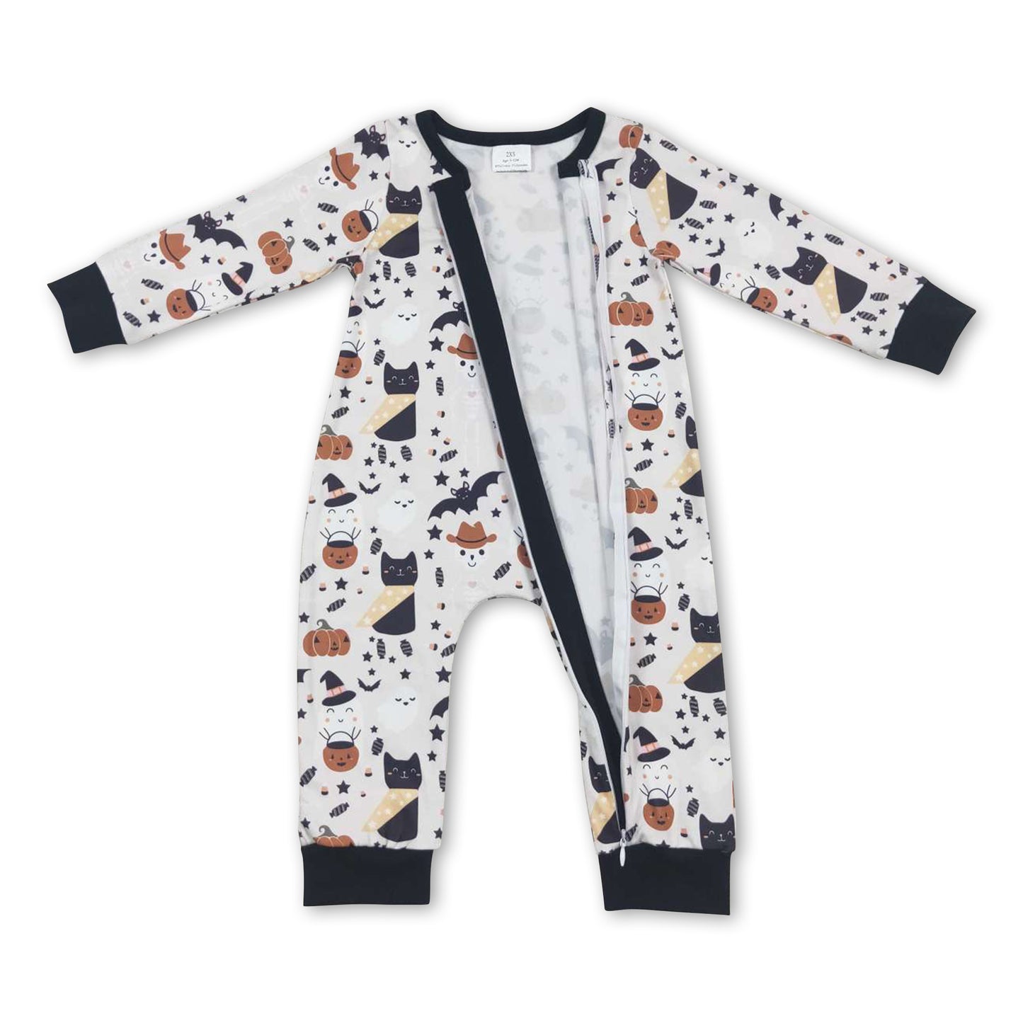 Pumpkin hat cat baby kids zipper Halloween romper