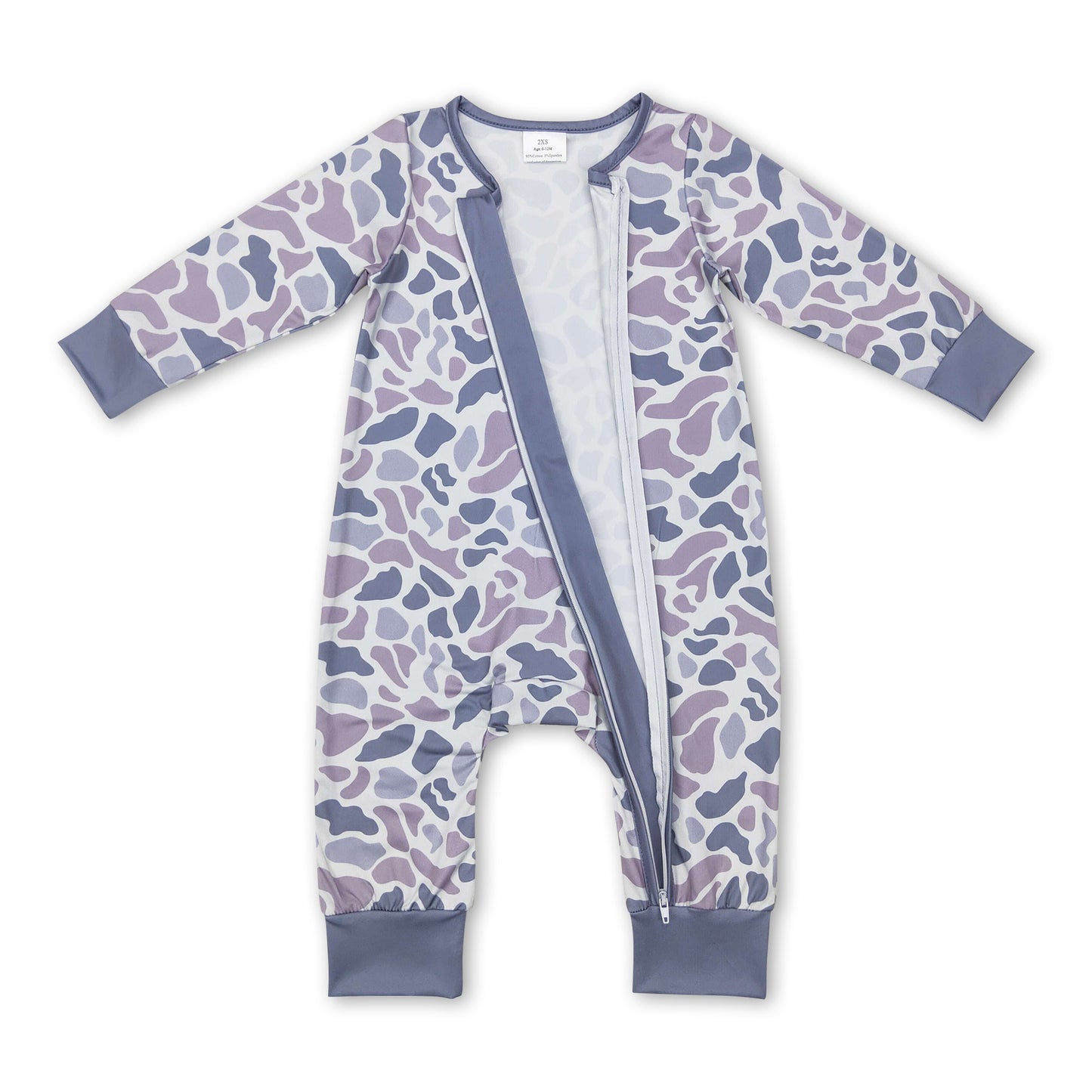 Long sleeves grey camo baby kids zipper romper ship from US