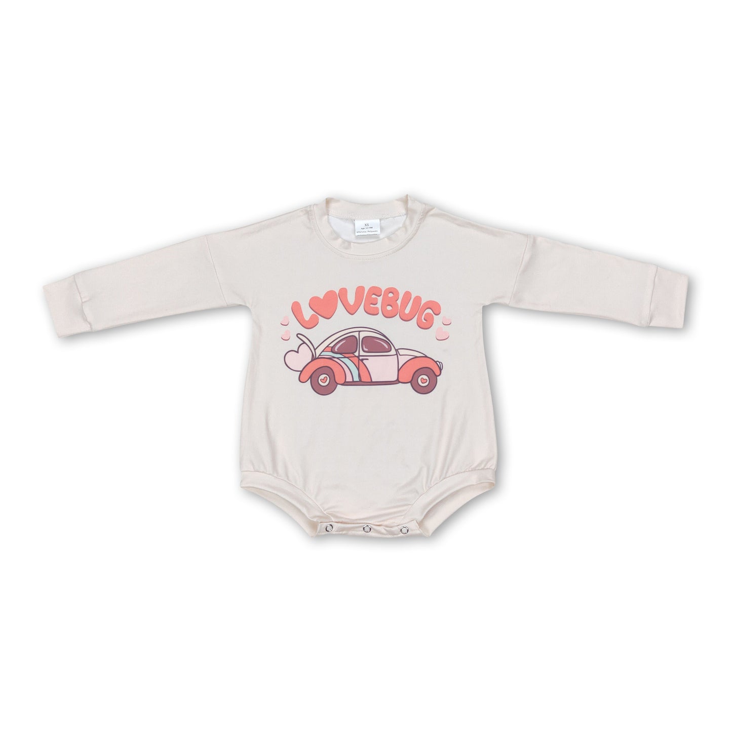 Lovebug heart heart car baby girls valentine's romper