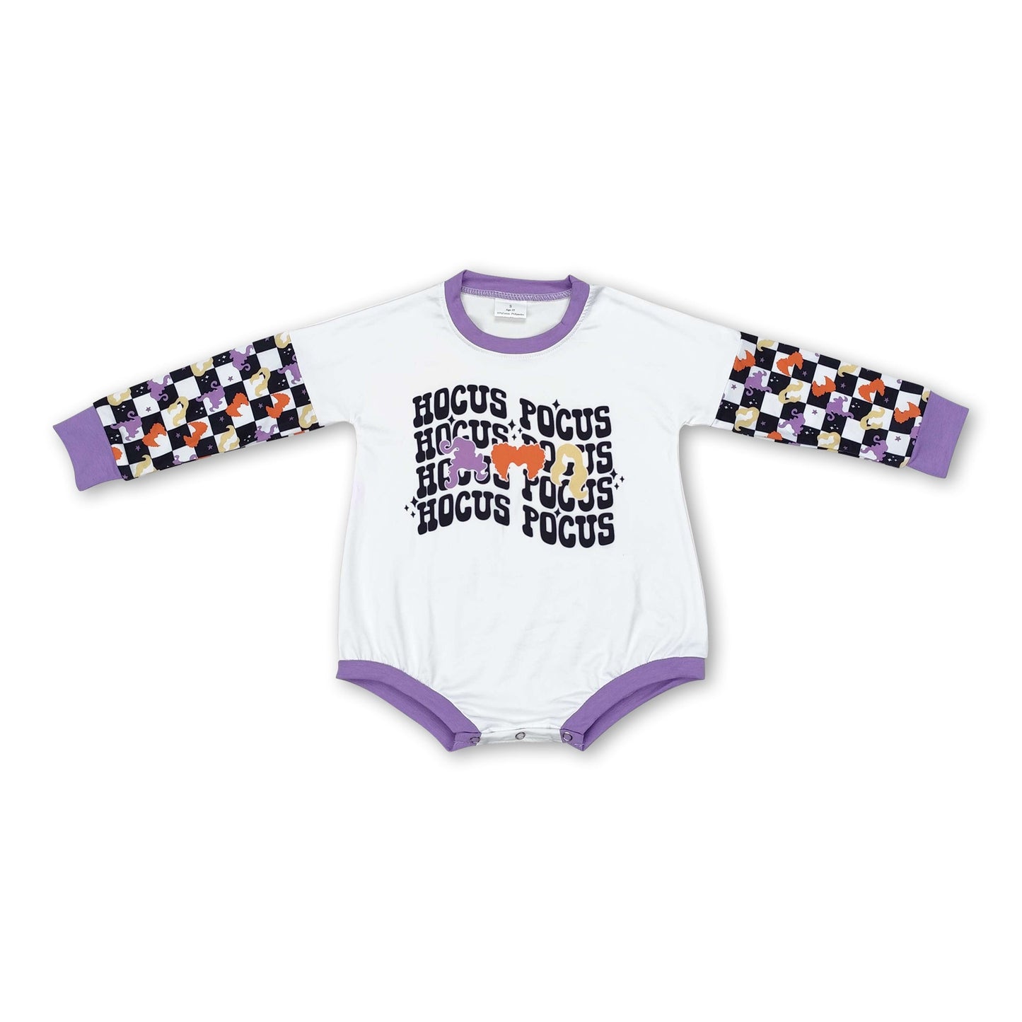 Long sleeves plaid witches baby girls Halloween romper